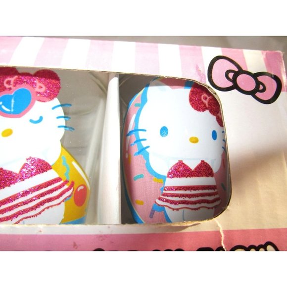 Hello Kitty Glitter Bathing Suite Beach Pool Theme Four Shot Glass Set NIB - Picture 2 of 13
